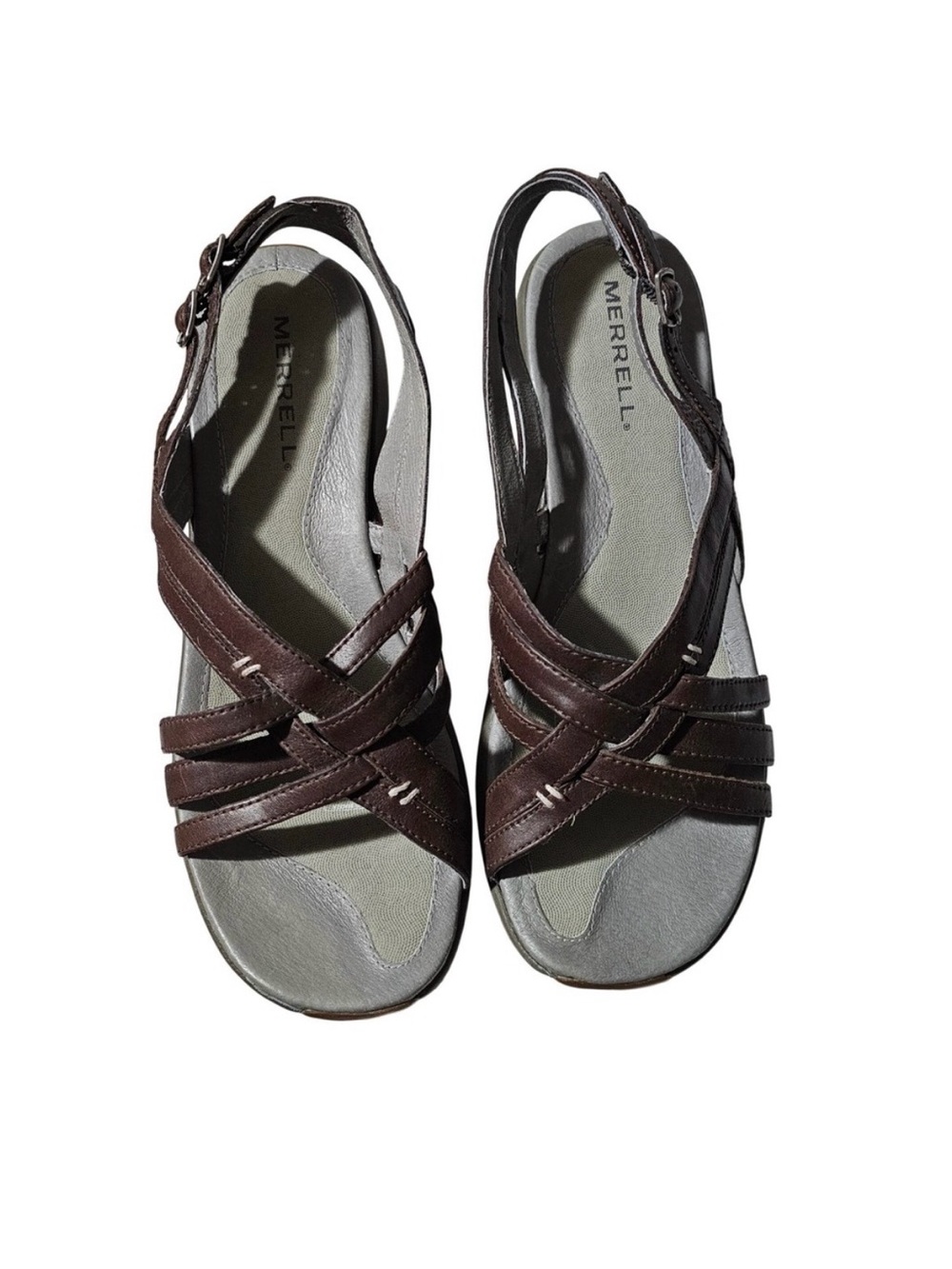 Merrell Sandals Womens Size 10 Brown Leather Sundial Braid Strappy Slingback